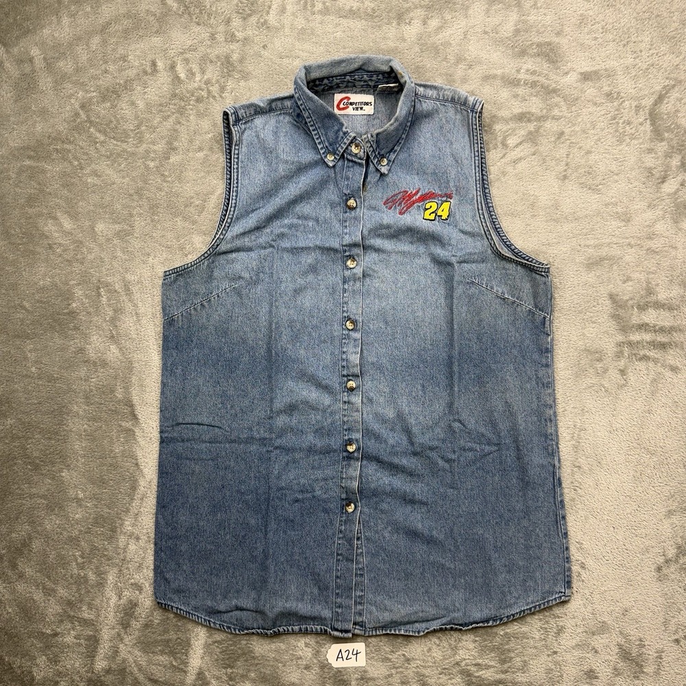 Vintage Competitors View NASCAR Jeff Gordon Women's M Sleeveless Blue Denim